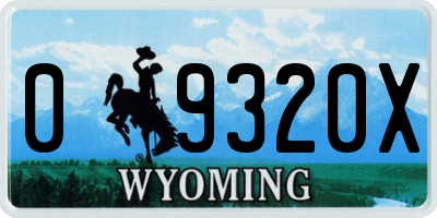 WY license plate 09320X