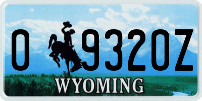 WY license plate 09320Z