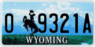 WY license plate 09321A