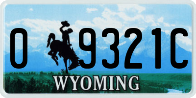 WY license plate 09321C