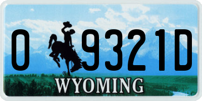 WY license plate 09321D