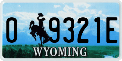 WY license plate 09321E