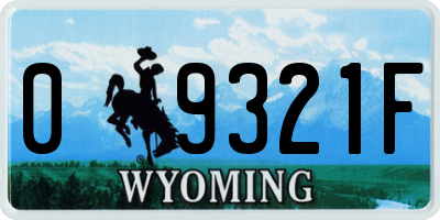 WY license plate 09321F