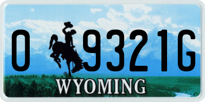 WY license plate 09321G