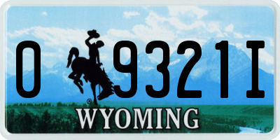 WY license plate 09321I