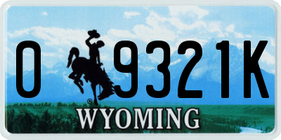 WY license plate 09321K