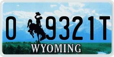 WY license plate 09321T