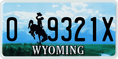 WY license plate 09321X