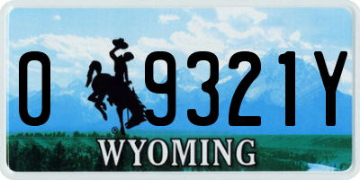 WY license plate 09321Y