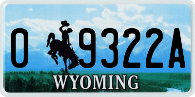 WY license plate 09322A