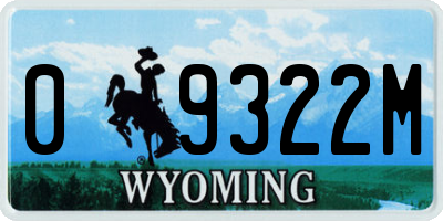 WY license plate 09322M