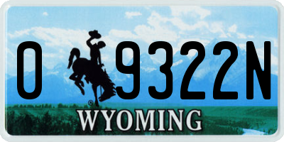 WY license plate 09322N