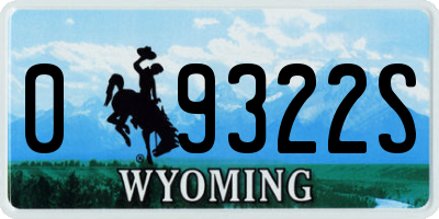 WY license plate 09322S