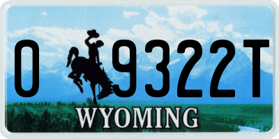 WY license plate 09322T