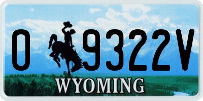 WY license plate 09322V