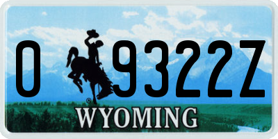 WY license plate 09322Z