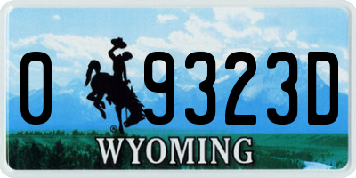 WY license plate 09323D