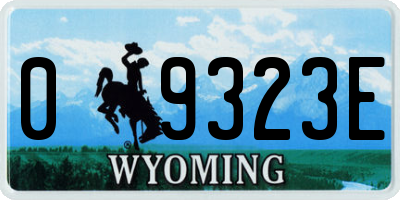 WY license plate 09323E