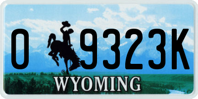 WY license plate 09323K