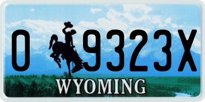 WY license plate 09323X