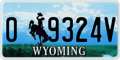 WY license plate 09324V