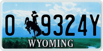 WY license plate 09324Y