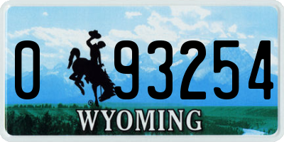 WY license plate 093254