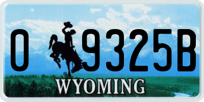 WY license plate 09325B