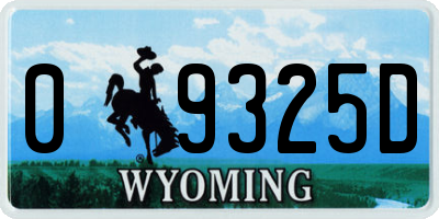 WY license plate 09325D