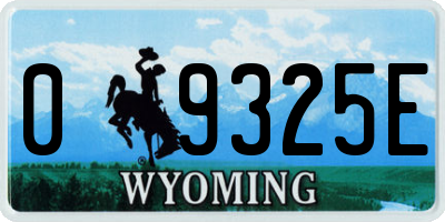 WY license plate 09325E