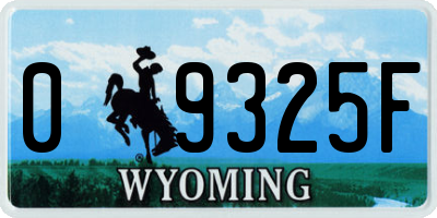 WY license plate 09325F