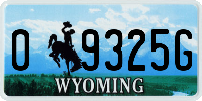 WY license plate 09325G