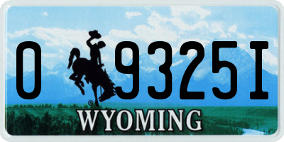 WY license plate 09325I