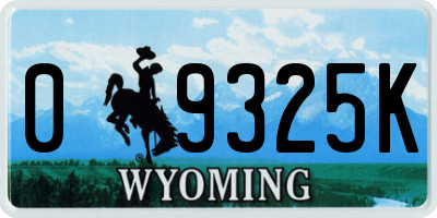 WY license plate 09325K