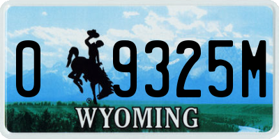 WY license plate 09325M