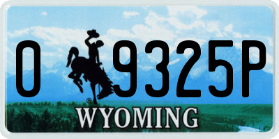 WY license plate 09325P
