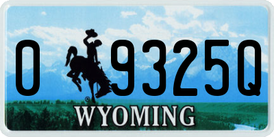 WY license plate 09325Q