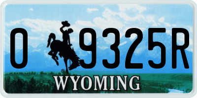 WY license plate 09325R
