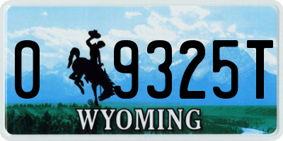 WY license plate 09325T