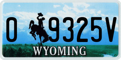 WY license plate 09325V