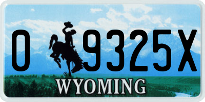 WY license plate 09325X