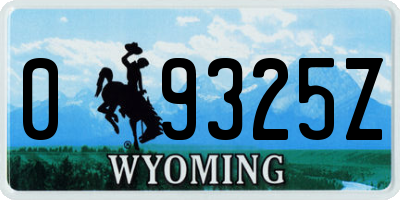 WY license plate 09325Z