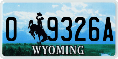 WY license plate 09326A