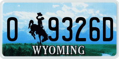 WY license plate 09326D