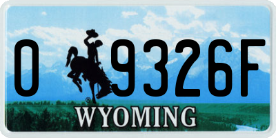 WY license plate 09326F
