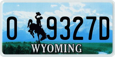 WY license plate 09327D