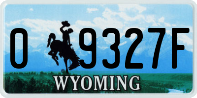 WY license plate 09327F