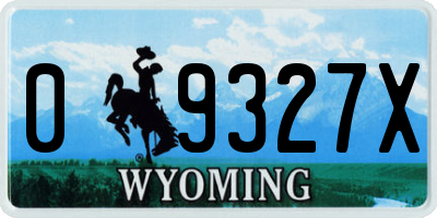WY license plate 09327X