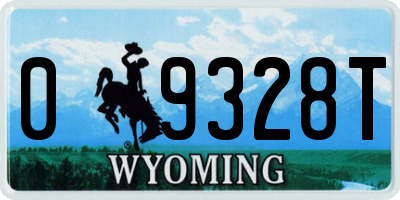WY license plate 09328T