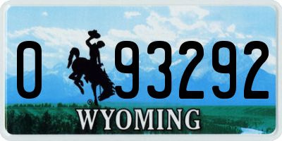 WY license plate 093292
